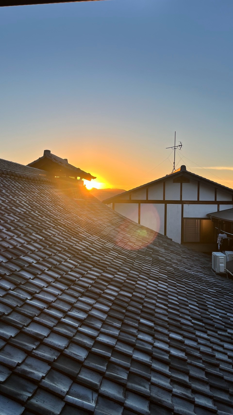 夕暮れの屋根と夜の光明院